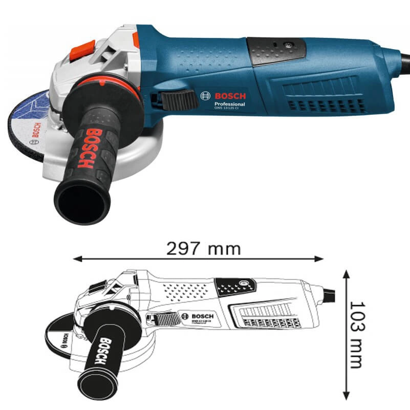 Máy mài góc Bosch GWS 13-125 CI 125mm 1300W tạo ấn tượng với thiết kế bên ngoài bắt mắt