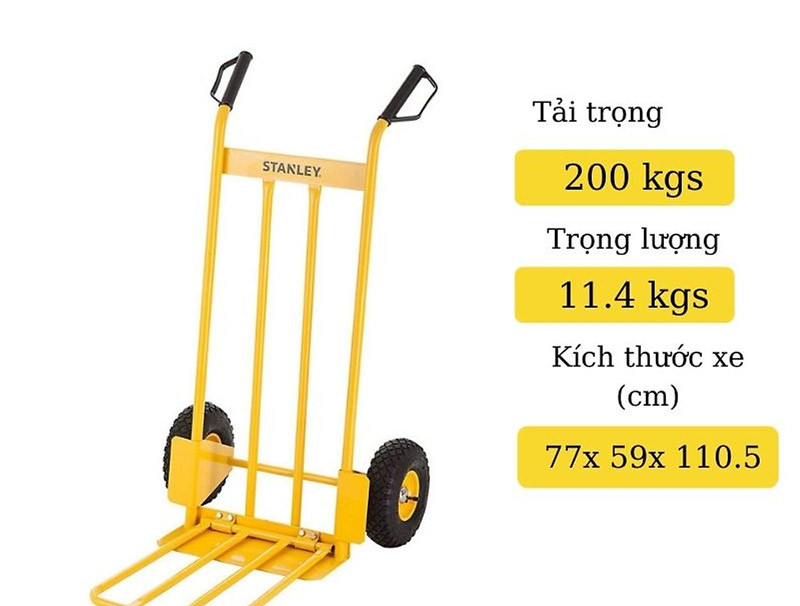 Cấu tạo chung của xe đẩy hàng 2 bánh Stanley HT535 200kg