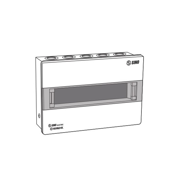 Tủ điện nắp che màu khói trong, đế sắt dùng chứa 16-24 Module Sino E4MX16/24L