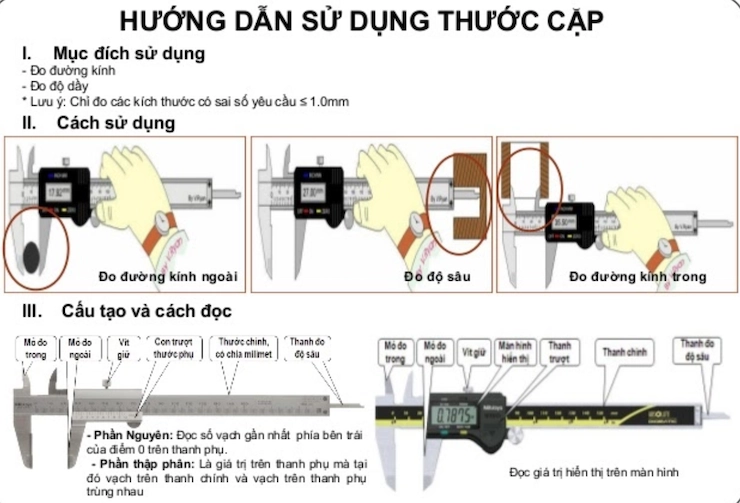 Để sử dụng thước hiệu quả cần đọc kỹ hướng dẫn trước