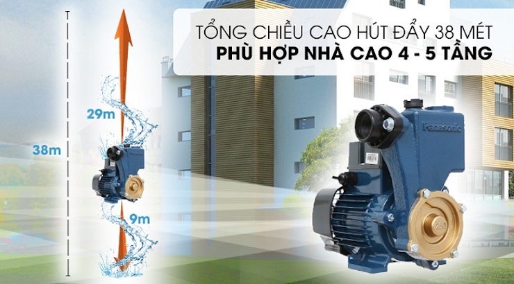 Chọn máy bơm nước có chiều cao đẩy và chiều sâu hút phù hợp với độ cao của ngôi nhà