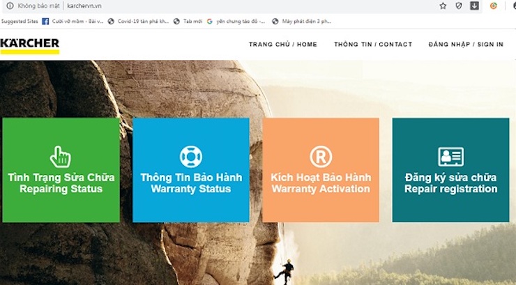 Truy cập website của hãng Karcher