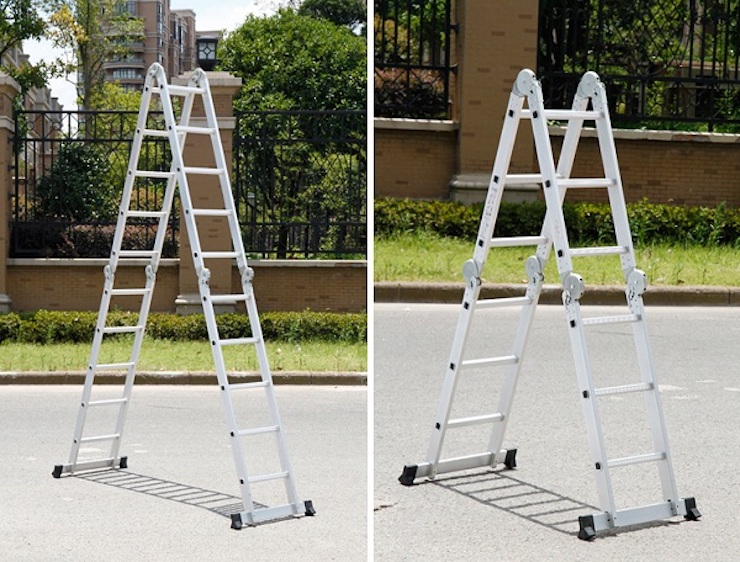 Đặt thang nhôm gấp 4 ở vị trí chắc chắn để đảm bảo an toàn