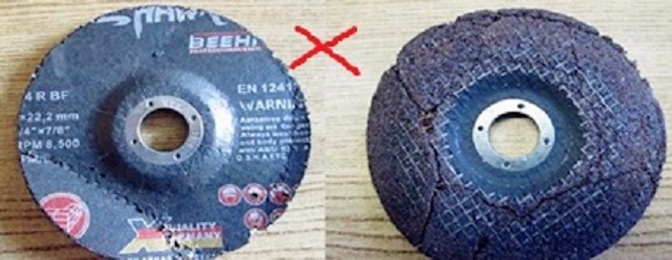 Không dùng lưỡi cắt đá bị rạn nứt, vỡ