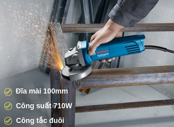 Máy cắt Bosch GWS 6-100 công suất 750W, đĩa cắt 100mm