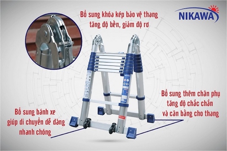 Thang nhôm chữ A Nikawa NK-44AI có nhiều điểm cải tiến