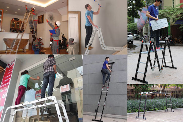 Thang nhôm gấp 4 được ứng dụng rộng rãi trong đời sống